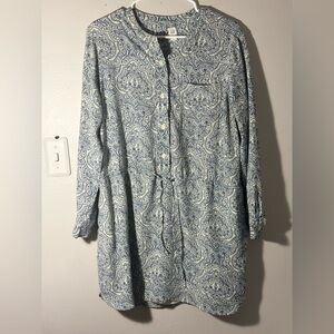 Gap Blue Paisley Button-Up Spring Dress/ Tunic Size XL
